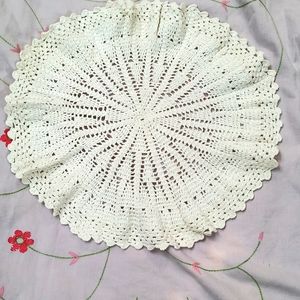 Crochet round mat .. handmade work ..set of 4